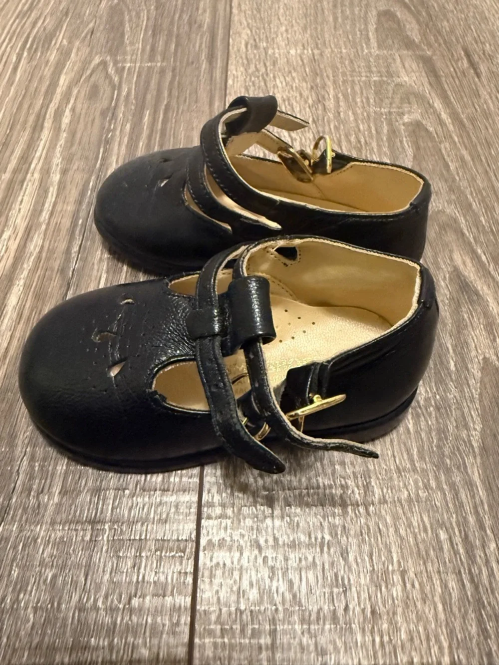 Josmo Shoes Baby Girl Black Leather Mary Jane’s Size 4 Made In Peru